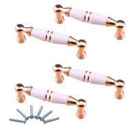 FJQFHH Armario de Cocina de cerámica, Tiradores de cerámica for gabinetes, Paquete de 4, Dorados, un Solo Orificio(1904-128m)