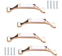 FJQFHH Armario de Cocina de cerámica, Tiradores for armarios, Paquete de 4, aleación de Zinc, cerámica, Dorado y Blanco, con un Solo Orificio(1916-128mm)