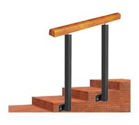 FJQFHH Barandillas de Madera, Pasamanos de Escalera Ángulo Ajustable transicional Pasos for Exteriores Hierro Madera(150cm,H 80cm)