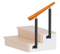FJQFHH Barandillas de Madera, Pasamanos de Escalera Exterior Hierro Forjado y Madera for escaleras hormigón o, Altura 80-95 cm(150cm,H 80cm)
