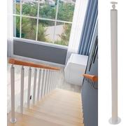 FJQFHH Barandillas de Madera, Pasamanos de Madera Hierro Forjado Blanco Apto for 1-3 escalones Longitud 90-150 cm(110cm,H 95cm)
