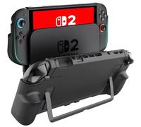 Fjquamitix Protective Case for Switch 2 (2025), Ultra-Slim Hard Switch 2 Case & Anti-Scratch Protective Front Cover, TPU No-Slip Ergonomic NS2 Grip Case (Black)