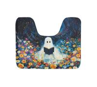 FJQWKLF Alfombra de baño de Halloween con diseño Floral de Libro y Fantasma. Alfombrilla Suave y cómoda con Base de Goma. Protector de baño de 48 x 39 cm (18,9 x 15,4 Pulgadas). Margarita.
