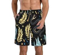 FJQWKLF Bañador de Playa para Hombre, Estilo Shorts de baño, con temática de Magia, brujería y ocultismo, Color Negro, Talla S