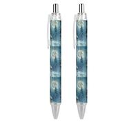FJQWKLF Bolígrafo Lobos a la luz de la luna de 0,5 mm, retráctil, personalizado, de punta fina y cuerpo redondo negro, para cuaderno, escritura, oficina, 2 unidades
