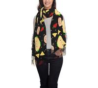 FJQWKLF Bufanda con borlas con estampado de fiesta del martes: un elegante chal cálido de invierno, moderno, suave y adecuado para climas fríos.