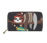 FJQWKLF Cartera de Mujer con Cremallera Alrededor del Embrague señoras Viaje Monedero Sloth Wake Me Up