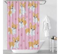 FJQWKLF Cortina de Ducha con diseño de Perro, diseño de Pata de Corgi, Lavable, con Ganchos, 91 x 183 cm