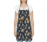 FJQWKLF Delantal con bolsillos para mujeres y hombres Delantal impermeable para servidor Delantales de cocina Chef para cocinar hornear - Calavera mexicana