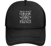 FJQWKLF Eso es lo Que Hago, Bebo Whisky y sé Cosas, Gorra de béisbol Negra para Hombre y Mujer, Sombrero de papá Divertido Vintage Lavado