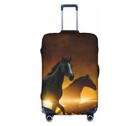 FJQWKLF Funda elástica para Maleta con Estampado de Caballos y Nubes Rojas Brillantes, Lavable, Ajuste Universal para Maletas de Viaje de 18 a 32 Pulgadas, fácil de identificar.