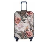 FJQWKLF Funda elástica para Maleta con Estampado de la Torre Eiffel de París y Flores, Lavable, de Ajuste Universal para Maletas de Viaje de 45 a 81 cm (18 a 32 Pulgadas), fácil de identificar.
