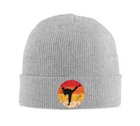 FJQWKLF Gorro de Punto Vintage Estilo Karate con diseño de Atardecer, Ideal para el Invierno. Gorro con Vuelta, Estilo Boina, para Hombre y Mujer.