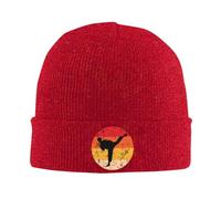 FJQWKLF Gorro de Punto Vintage Estilo Karate con diseño de Atardecer, Ideal para el Invierno. Gorro con Vuelta, Estilo Boina, para Hombre y Mujer.