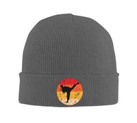 FJQWKLF Gorro de Punto Vintage Estilo Karate con diseño de Atardecer, Ideal para el Invierno. Gorro con Vuelta, Estilo Boina, para Hombre y Mujer.