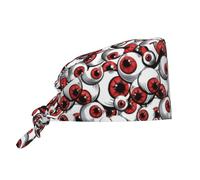 FJQWKLF Gorro de Trabajo Red Eyes, Gorro quirúrgico con Banda para el Sudor, Ajustable, Unisex, para Mujer, Gorro quirúrgico con Lazo en la Espalda.