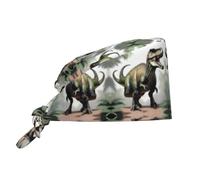 FJQWKLF Gorro de Trabajo Transpirable con Estampado de Dinosaurios, Adecuado para su Uso en los sectores médico, de enfermería, culinario, de Belleza y Otros.