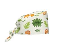 FJQWKLF Gorro de Trabajo Transpirable con Estampado de Dinosaurios de Dibujos Animados, Adecuado para su Uso en los sectores médico, de enfermería, culinario, de Belleza y Otros.
