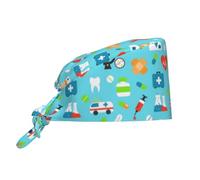 FJQWKLF Gorro quirúrgico médico con Banda para el Sudor, Gorro Ajustable con Cierre de Vendaje para Hombres y Mujeres, Gorro de Chef.