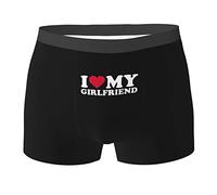 FJQWKLF Heart Funny I Love My Girlfriend Gifts - Calzoncillos Tipo bóxer para Hombre, Color Negro