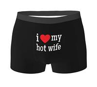 FJQWKLF Heart my Hot Wife I Love My Hot Wife Gifts Calzoncillos Tipo bóxer Negros para Hombre, Calzoncillos Tipo bóxer elásticos, Ropa Interior para Hombre, Calzoncillos para Hombre