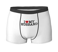 FJQWKLF Heart my Marido Amo a mi Marido Regalos Negro Calzoncillos Tipo bóxer para Hombre Ropa Interior Transpirable para Hombres