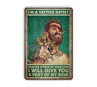 FJQWKLF Letrero de metal para artista de tatuajes masculinos I'm A Tattoo Artist Art Poster Retro Coffee Bar Shop Dormitorio Decoración de pared Placa de 12.0 x 16.0 in