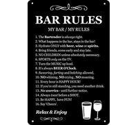 FJQWKLF Letreros de metal vintage con reglas de bar, póster retro Mi bar, mis reglas, placa para bar, cafetería, club, hogar, decoración de pared, 30 x 40 cm