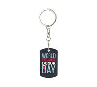FJQWKLF Llavero rectangular de metal conmemorativo del Día Mundial del Donante de Sangre, llavero para coche, regalo decorativo para hombres y mujeres, hogar y oficina.