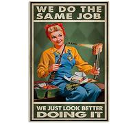 FJQWKLF Mujer hornea letreros de metal de estaño Mujer soldador cartel retro We Do The Same Job placa tipográfica Home Studio Club decoración de arte de pared 12.0 x 16.0 in
