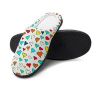 FJQWKLF Pantuflas blancas Love and Hearts para dormitorio, sin cordones, para hombre y mujer, cálidas, de algodón, para interior y exterior, tallas 7-8