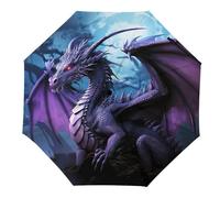 FJQWKLF Paraguas de viaje Purple Dragon Purple Moon, compacto, resistente al viento, para lluvia, sol, protección UV, manual y automático, pequeño, plegable, impermeable, con estuche para mochila.