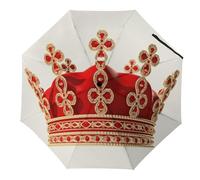FJQWKLF Paraguas de viaje Red Crown resistente al viento, compacto, de 3 pliegues, para lluvia y sol, portátil, para mochila o coche, ligero y resistente a la lluvia, para hombre y mujer.
