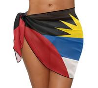 FJQWKLF Pareo con la Bandera de Antigua y Barbuda para Mujer, Falda de baño Corta Transparente.