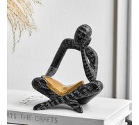 FJSPERM Esculturas de lectura de pensadores negros para decoración del hogar, decoración de estante moderna acentos estatuas abstractas decoración de estantería, figuras de resina para sala de estar