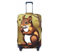 FJWSLCH Funda protectora de equipaje para maleta con diseño de ardilla que come nueces, aprobada por la TSA, elástica, antiarañazos, lavable, para equipaje de 18 a 32 pulgadas, Black, XL