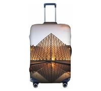 FJWSLCH Louvre Museum in Paris - Funda de equipaje para maleta, aprobada por la TSA, elástica, antiarañazos, funda protectora de equipaje de viaje, lavable, para equipaje de 18 a 32 pulgadas, Black, S