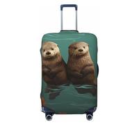 FJWSLCH Otters in Love - Funda protectora elástica para maleta, aprobada por la TSA, antiarañazos, lavable, para equipaje de 45,7 a 81,3 cm, Black, S