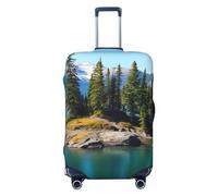FJWSLCH Spirit Island in Lake - Funda de equipaje para maleta, aprobada por la TSA, elástica, antiarañazos, funda protectora de equipaje de viaje, lavable, para equipaje de 18 a 32 pulgadas, Black, S