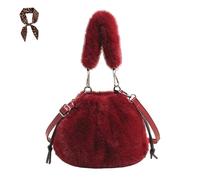 FJZFXKZL Bolso cruzado esponjoso for mujer, bolsos suaves de piel sintética, hombro de felpa de viaje de moda peluda, bolsos de mano difusos for viajeros(Black)