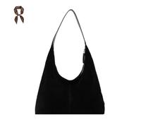 FJZFXKZL Bolso de hombro de gamuza sintética for mujer, bolso marrón hobo holgado, bolso de mano vintage for ir de compras, viajes de trabajo(Black)