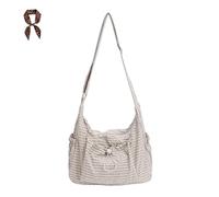 FJZFXKZL Bolso De Hombro Nailon A Cuadros For Mujer, Bolso Bandolera Pequeño Con Cordón, For Uso Diario, Trabajo Y Viajes(Beige)
