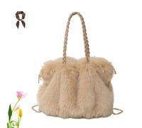 FJZFXKZL Bolso peludo Bolso esponjoso de invierno for mujer, Bolsos de piel sintética, Bandolera grande de hombro de felpa, Bolsos de mano difusos for viajeros(Khaki)