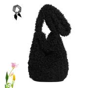 FJZFXKZL Bolso Tote Peludo Para Mujer, Bolsos Grandes Y Esponjosos, Hombro Tipo Bandolera De Felpa Suave For Viajeros De Trabajo De Otoño E Invierno(Black)