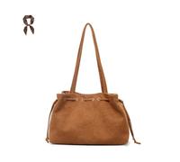 FJZFXKZL Bolsos de ante for mujer, bolso retro, correas hombro, mano vintage for ir compras, viajes trabajo, viaje casual con cordón(Brown)