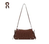FJZFXKZL Bolsos de hombro con pajarita y estampado de leopardo for mujer, bolsos pequeños vintage Y2k, bolso de mano con correa ajustable con cremallera(Brown)