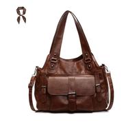 FJZFXKZL Bolsos De Mano Cuero Suave Y Holgado For Mujer, Bolso Vintage Con Múltiples Bolsillos, Informal Y2K Hombro Grande For Viajes Trabajo(Brown)