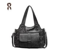 FJZFXKZL Bolsos De Mano Cuero Suave Y Holgado For Mujer, Bolso Vintage Con Múltiples Bolsillos, Informal Y2K Hombro Grande For Viajes Trabajo(Grey)