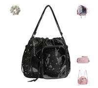 FJZFXKZL Ita Bag - Bolso Bandolera Transparente para Mujer, Mochila Linda De Nylon Japonés Y2k Kawaii Gran Capacidad con Correa Extraíble(Black)