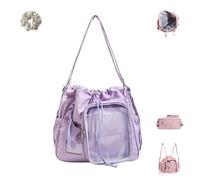 FJZFXKZL Ita Bag - Bolso Bandolera Transparente para Mujer, Mochila Linda De Nylon Japonés Y2k Kawaii Gran Capacidad con Correa Extraíble(Purple)
